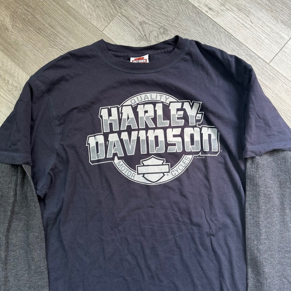 Y2K Grunge Harley-Davidson Layered Long Sleeve Shirt Mens XL O' War View 2